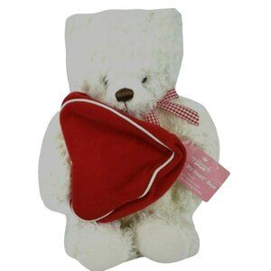 Hallmark From My Heart Bear 14 in Plush Valentines Day White Red Zippered Heart